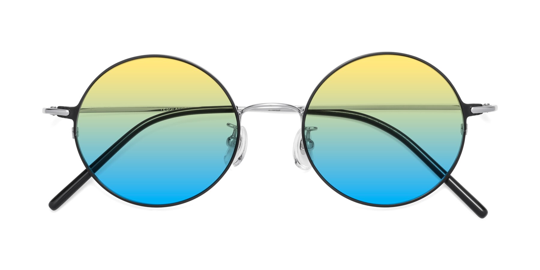 Folded Front of 18009 in Black-Silver with Yellow / Blue Gradient Lenses