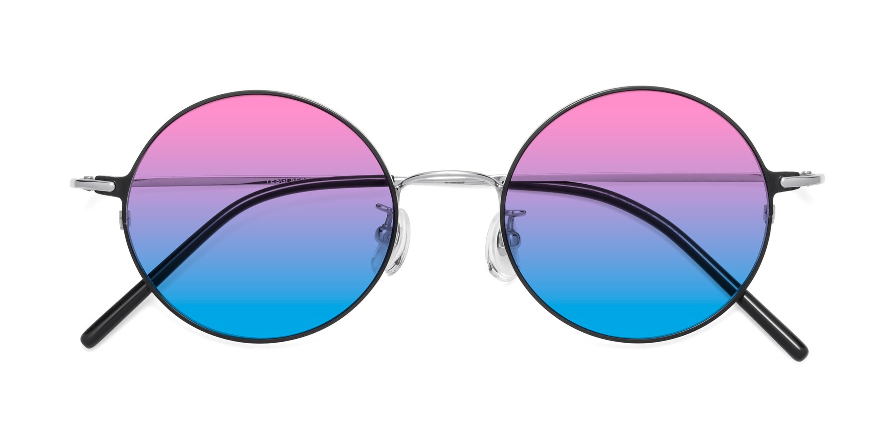 Folded Front of 18009 in Black-Silver with Pink / Blue Gradient Lenses