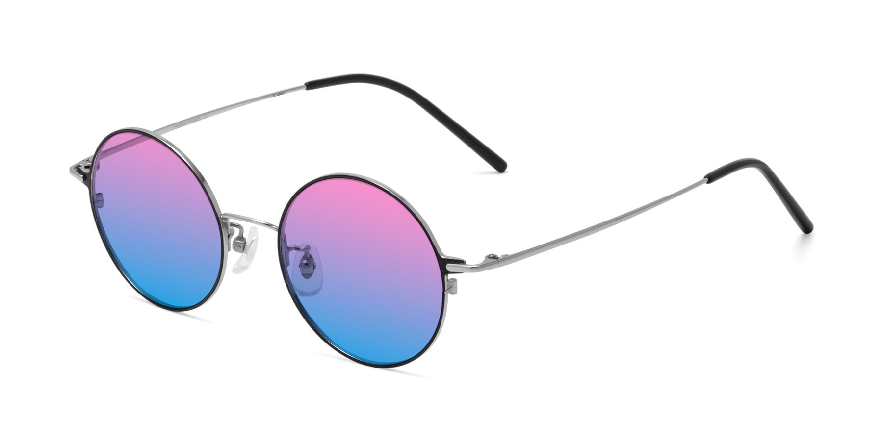 Angle of 18009 in Black-Silver with Pink / Blue Gradient Lenses
