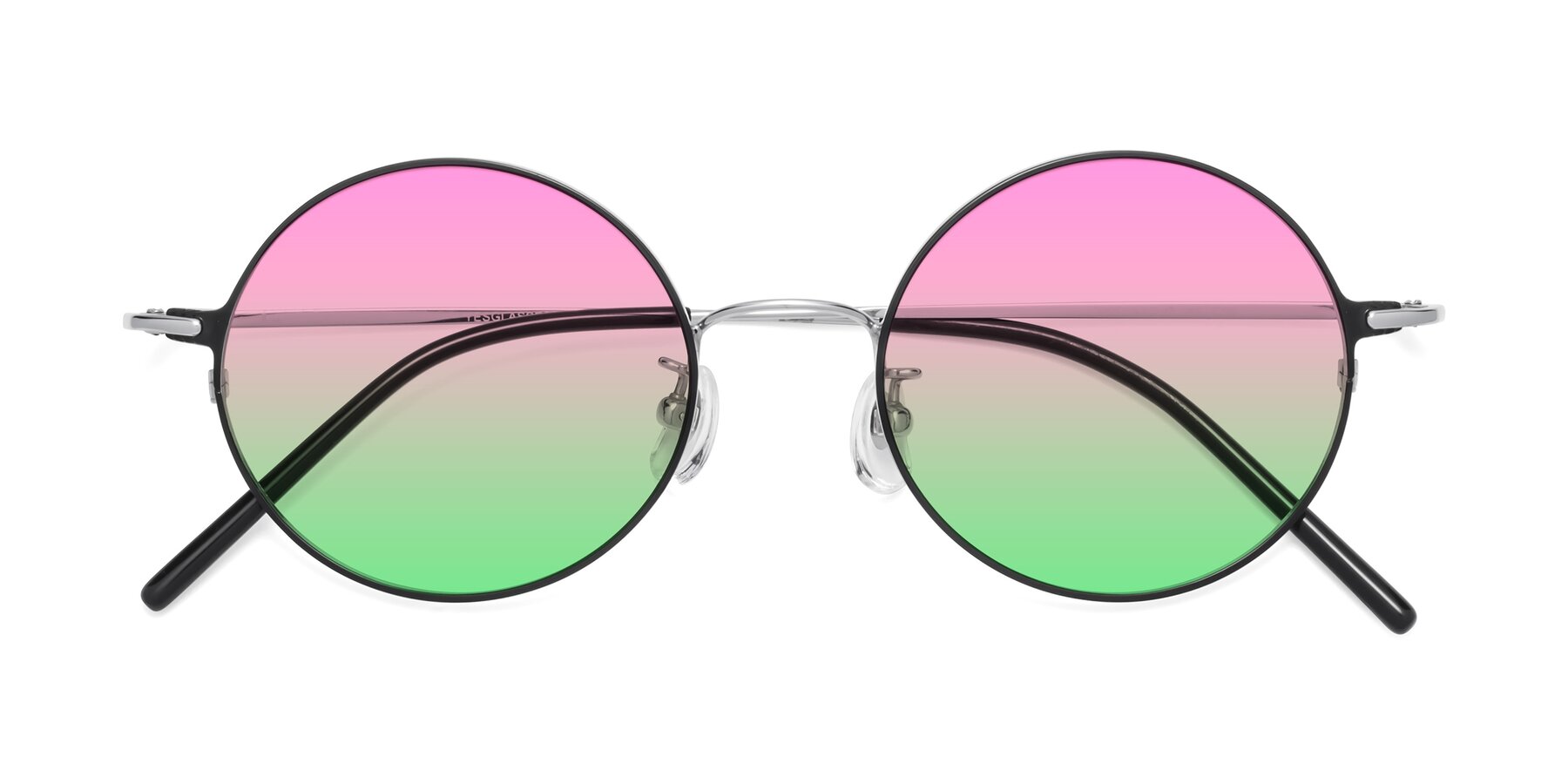 Folded Front of 18009 in Black-Silver with Pink / Green Gradient Lenses