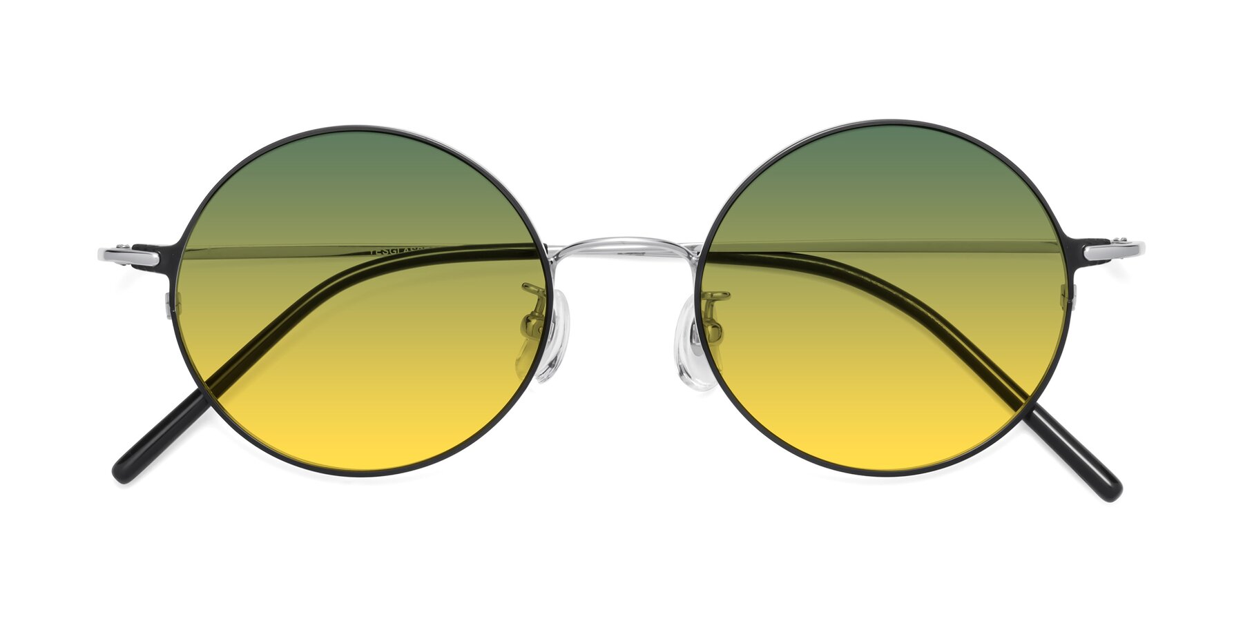 Folded Front of 18009 in Black-Silver with Green / Yellow Gradient Lenses