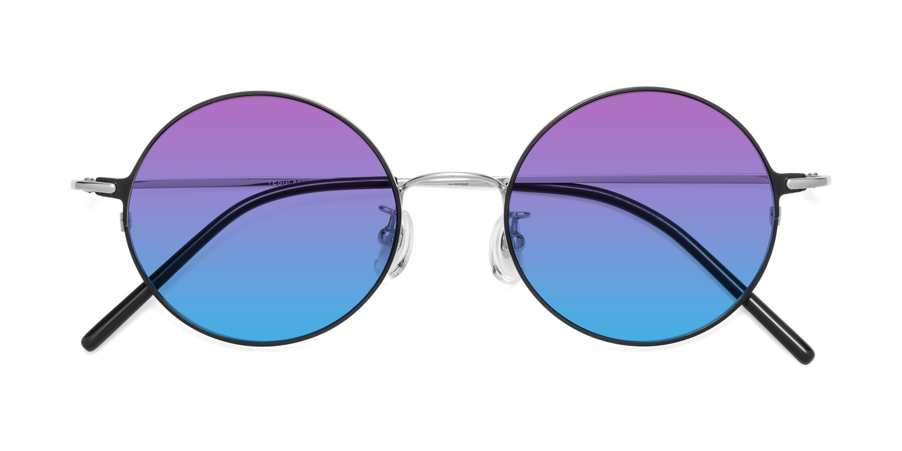Folded Front of 18009 in Black-Silver with Purple / Blue Gradient Lenses