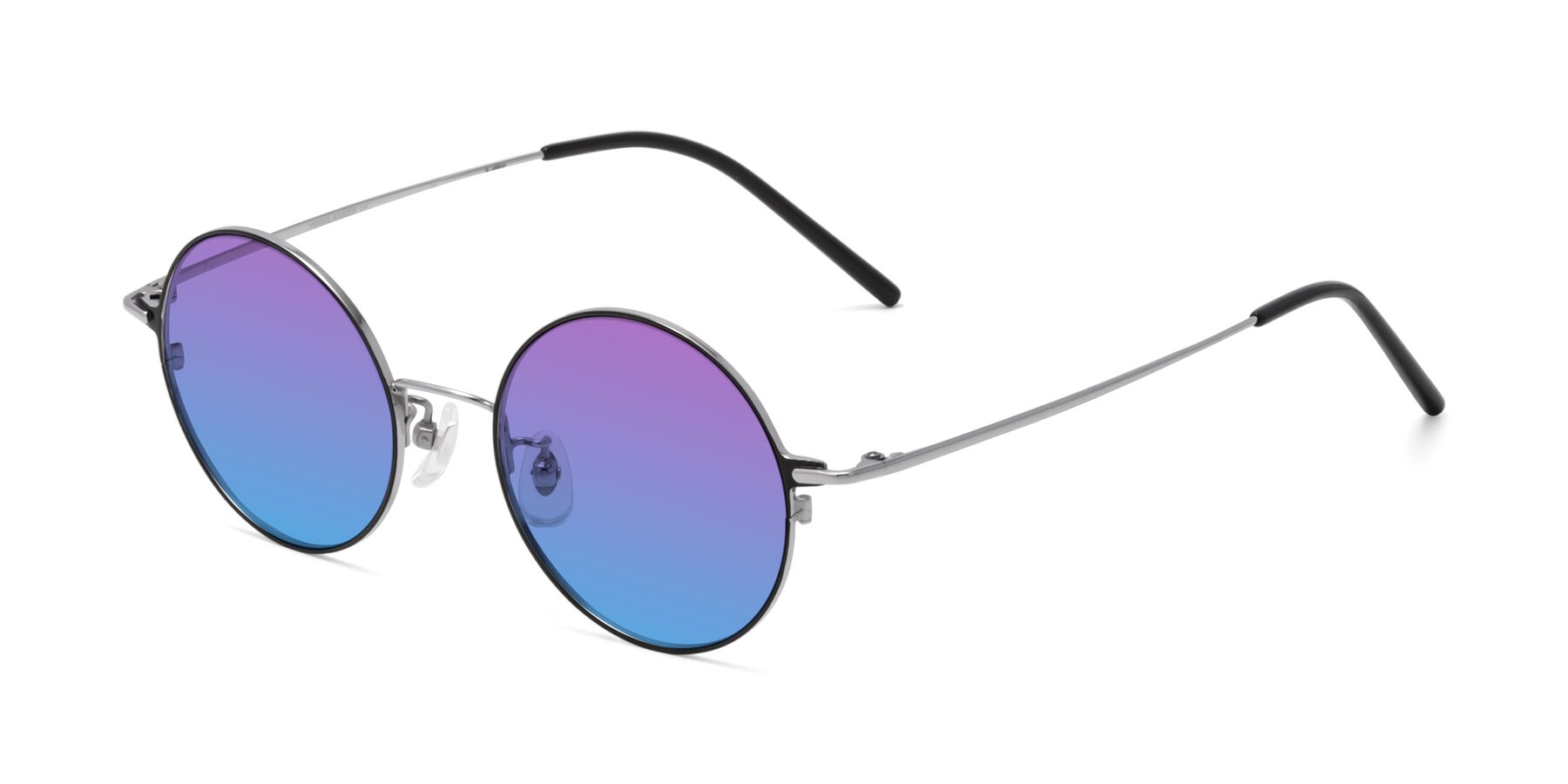 Angle of 18009 in Black-Silver with Purple / Blue Gradient Lenses