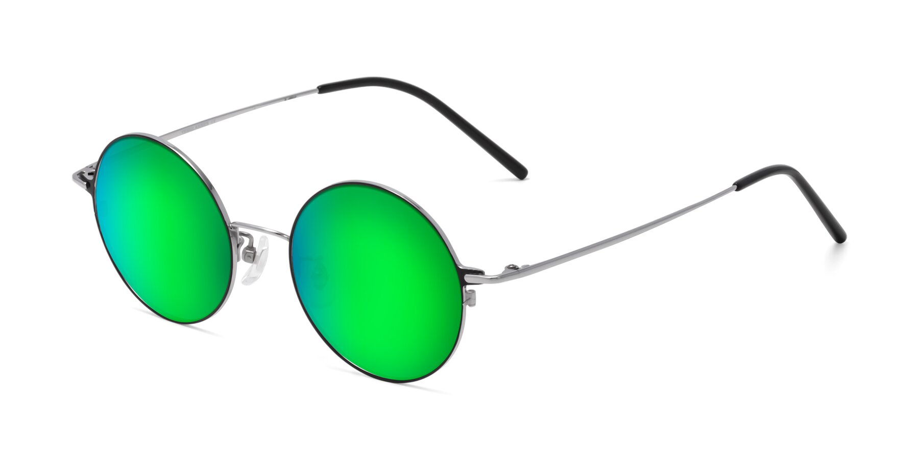 Angle of 18009 in Black-Silver with Green Mirrored Lenses