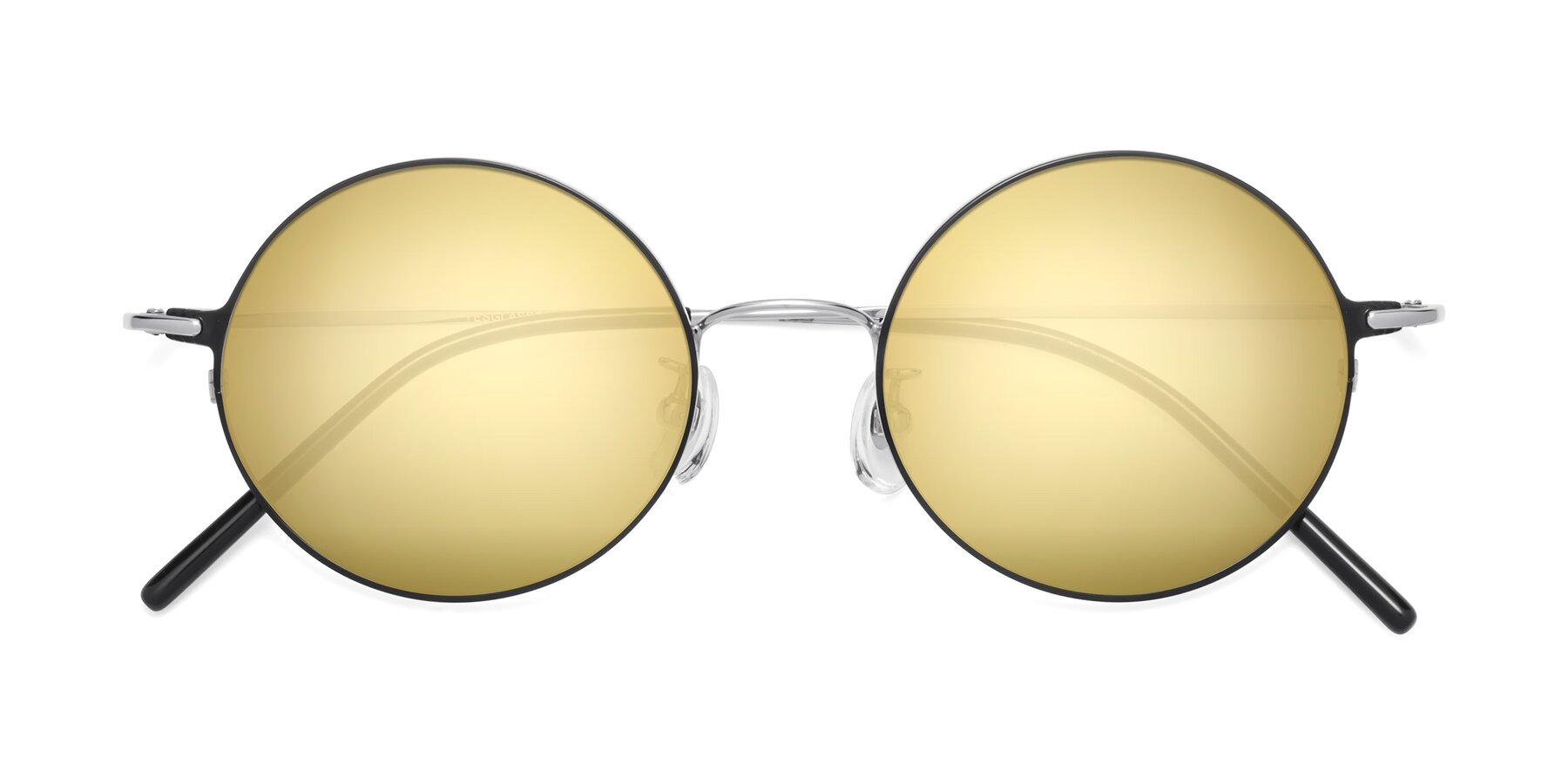 Folded Front of 18009 in Black-Silver with Gold Mirrored Lenses