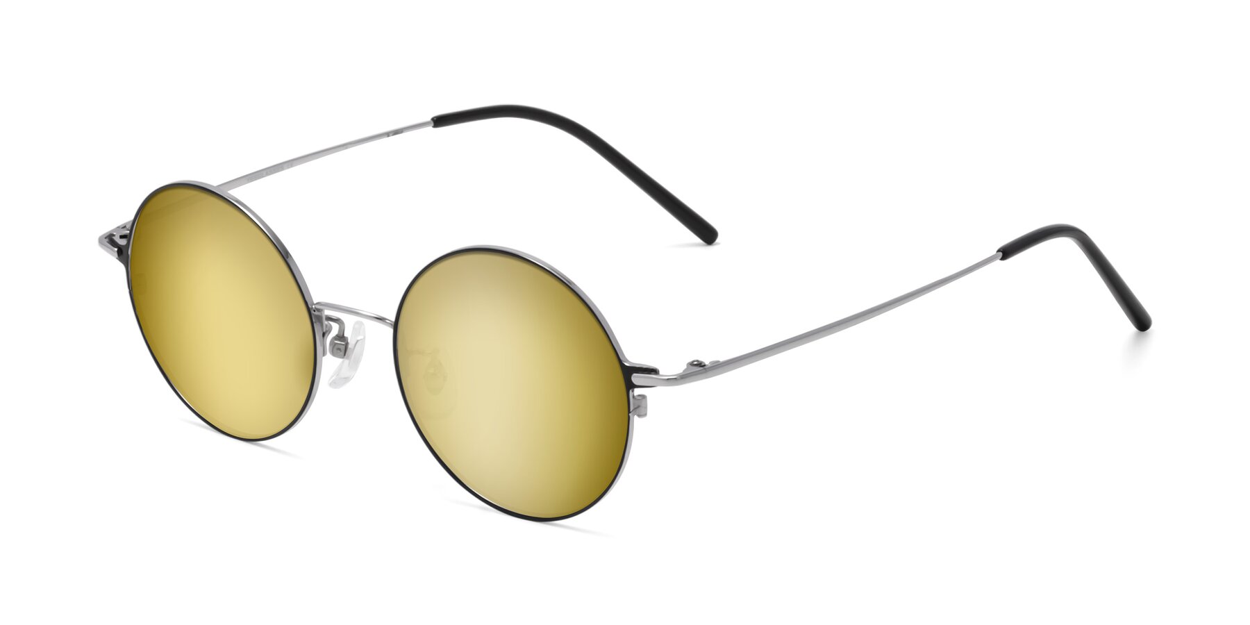Angle of 18009 in Black-Silver with Gold Mirrored Lenses