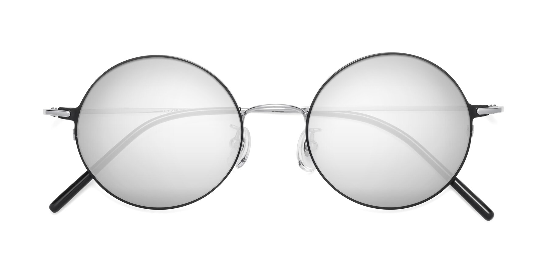 Folded Front of 18009 in Black-Silver with Silver Mirrored Lenses