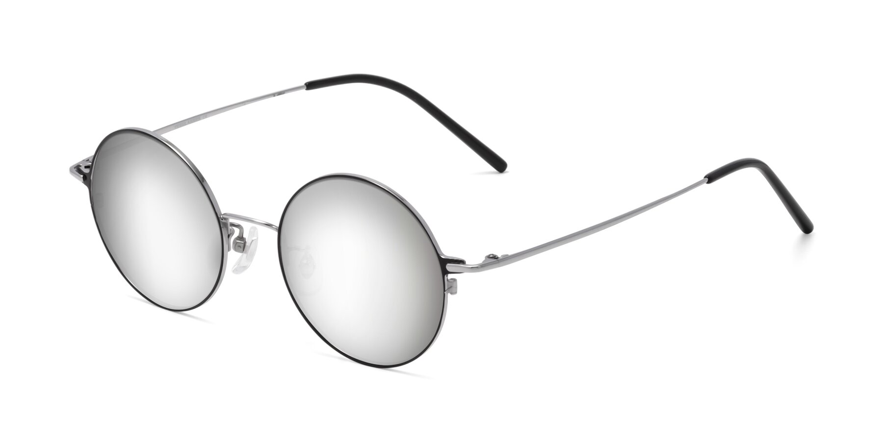 Angle of 18009 in Black-Silver with Silver Mirrored Lenses