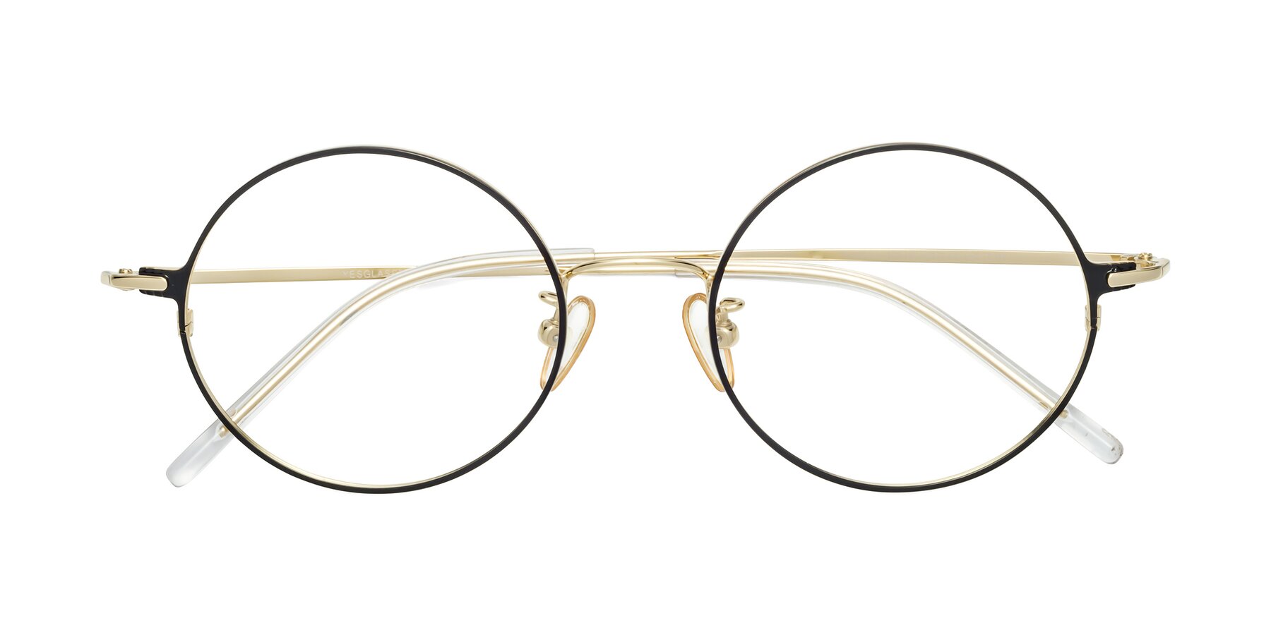 Folded Front of 18009 in Black-Gold with Clear Reading Eyeglass Lenses