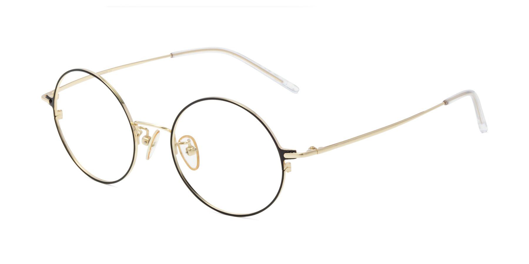 Angle of 18009 in Black-Gold with Clear Eyeglass Lenses
