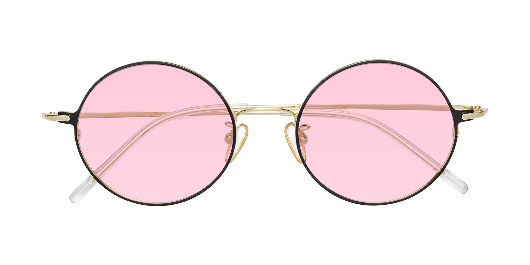 Folded Front of 18009 in Black-Gold with Light Pink Tinted Lenses