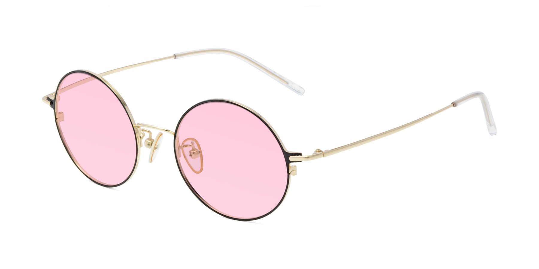 Angle of 18009 in Black-Gold with Light Pink Tinted Lenses