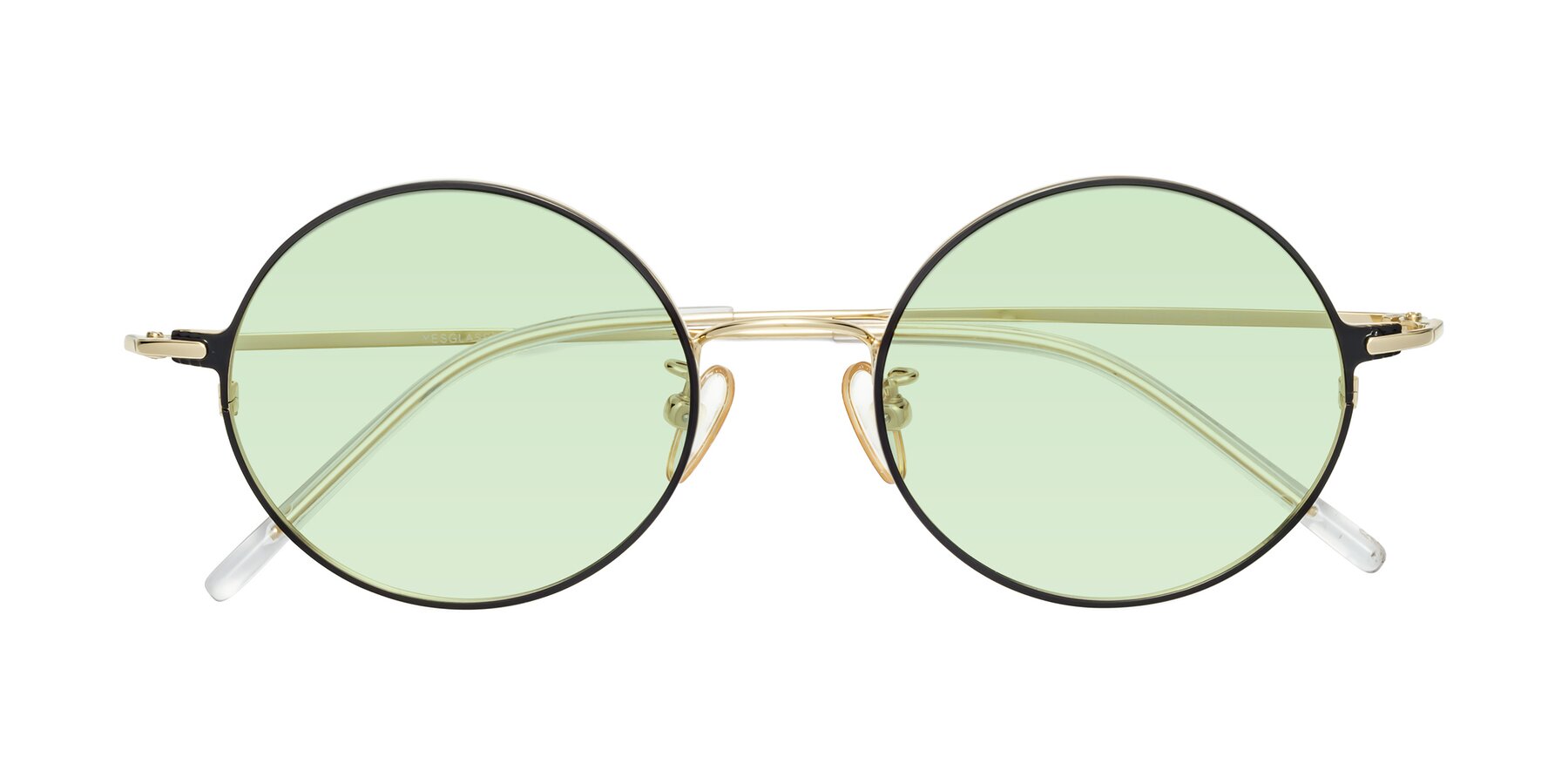 Folded Front of 18009 in Black-Gold with Light Green Tinted Lenses