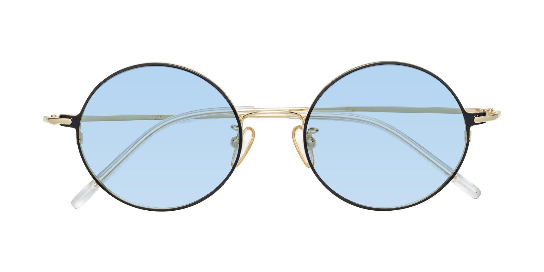 Folded Front of 18009 in Black-Gold with Light Blue Tinted Lenses
