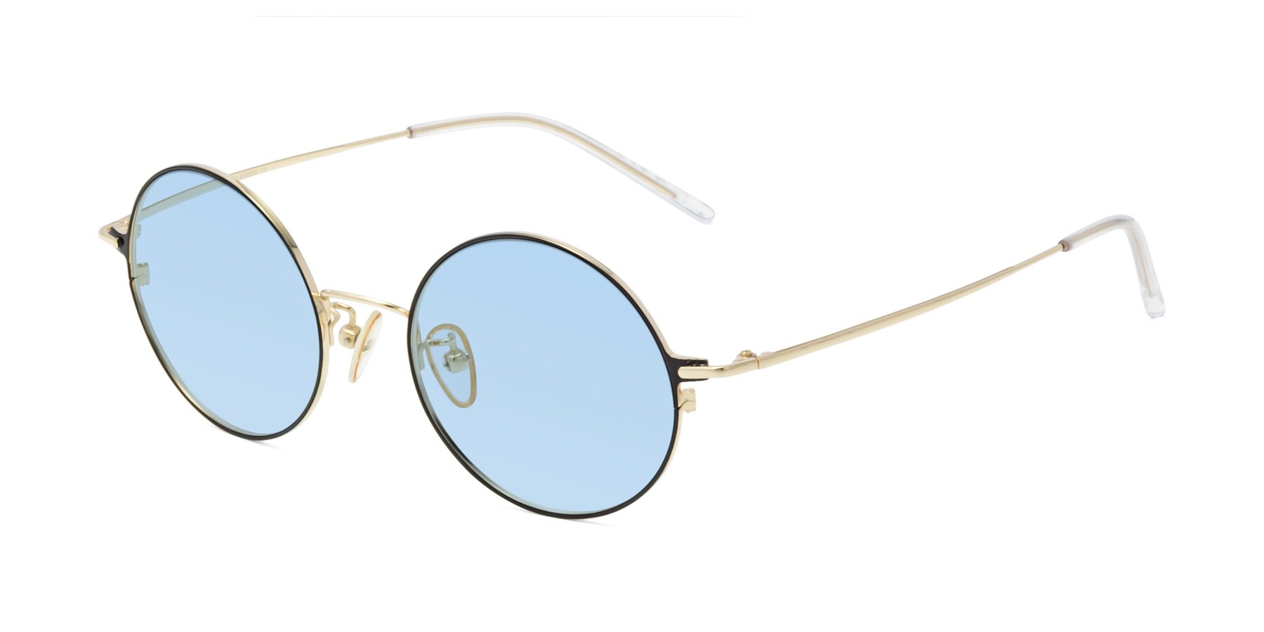 Angle of 18009 in Black-Gold with Light Blue Tinted Lenses