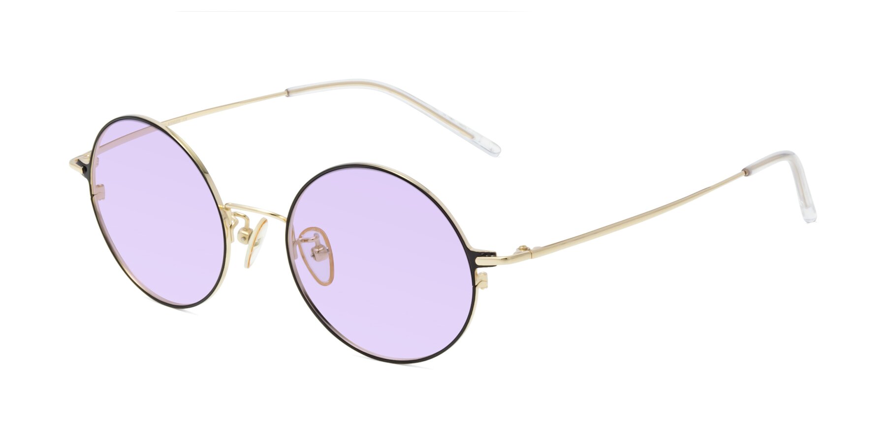 Angle of 18009 in Black-Gold with Light Purple Tinted Lenses