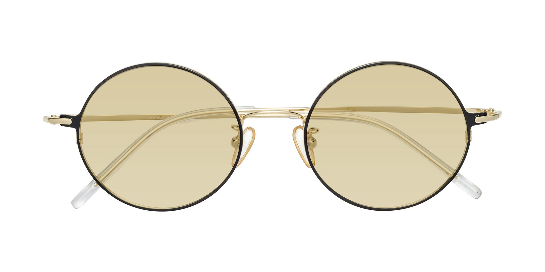 Folded Front of 18009 in Black-Gold with Light Champagne Tinted Lenses
