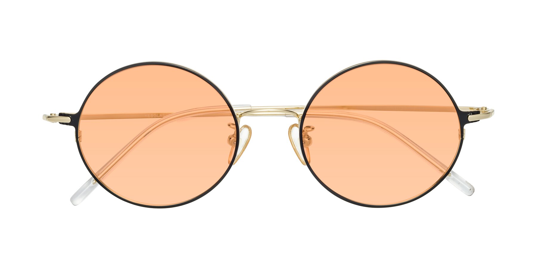 Folded Front of 18009 in Black-Gold with Light Orange Tinted Lenses