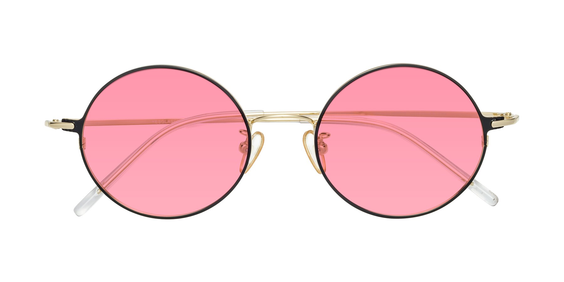 Folded Front of 18009 in Black-Gold with Pink Tinted Lenses