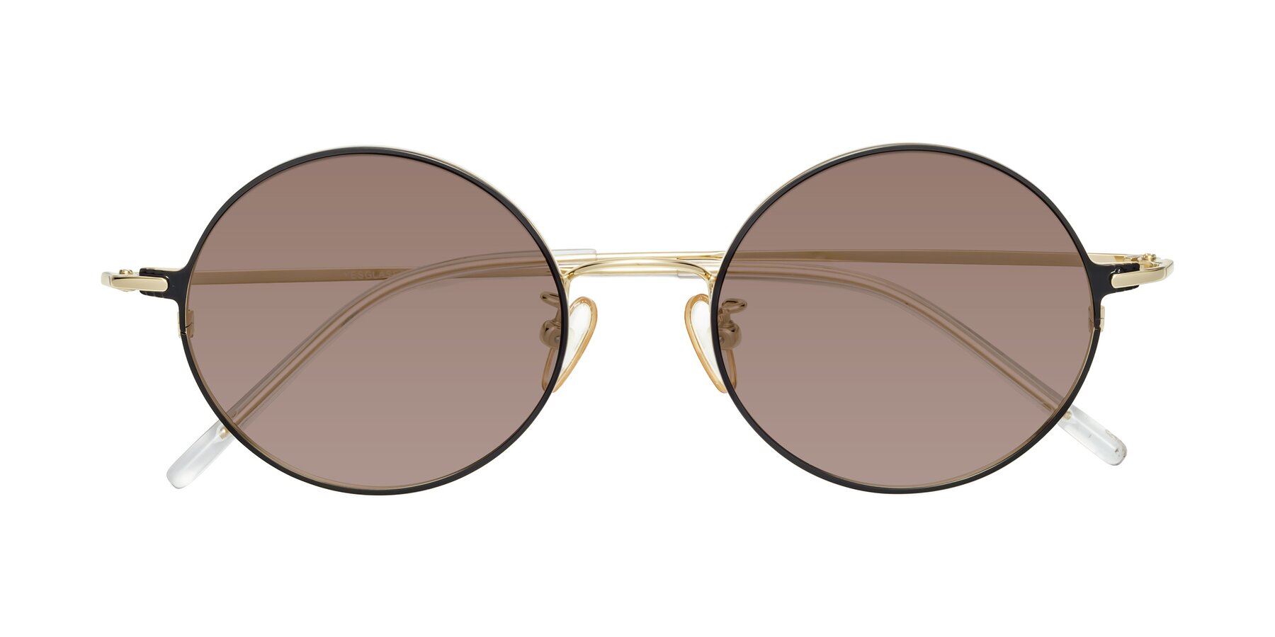 Folded Front of 18009 in Black-Gold with Medium Brown Tinted Lenses