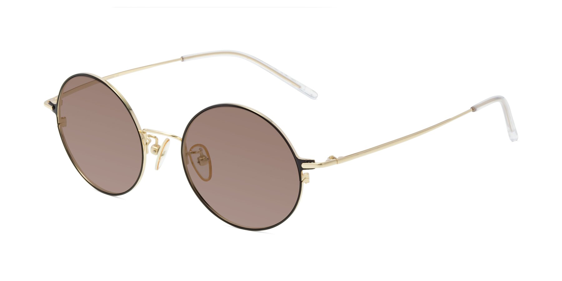 Angle of 18009 in Black-Gold with Medium Brown Tinted Lenses