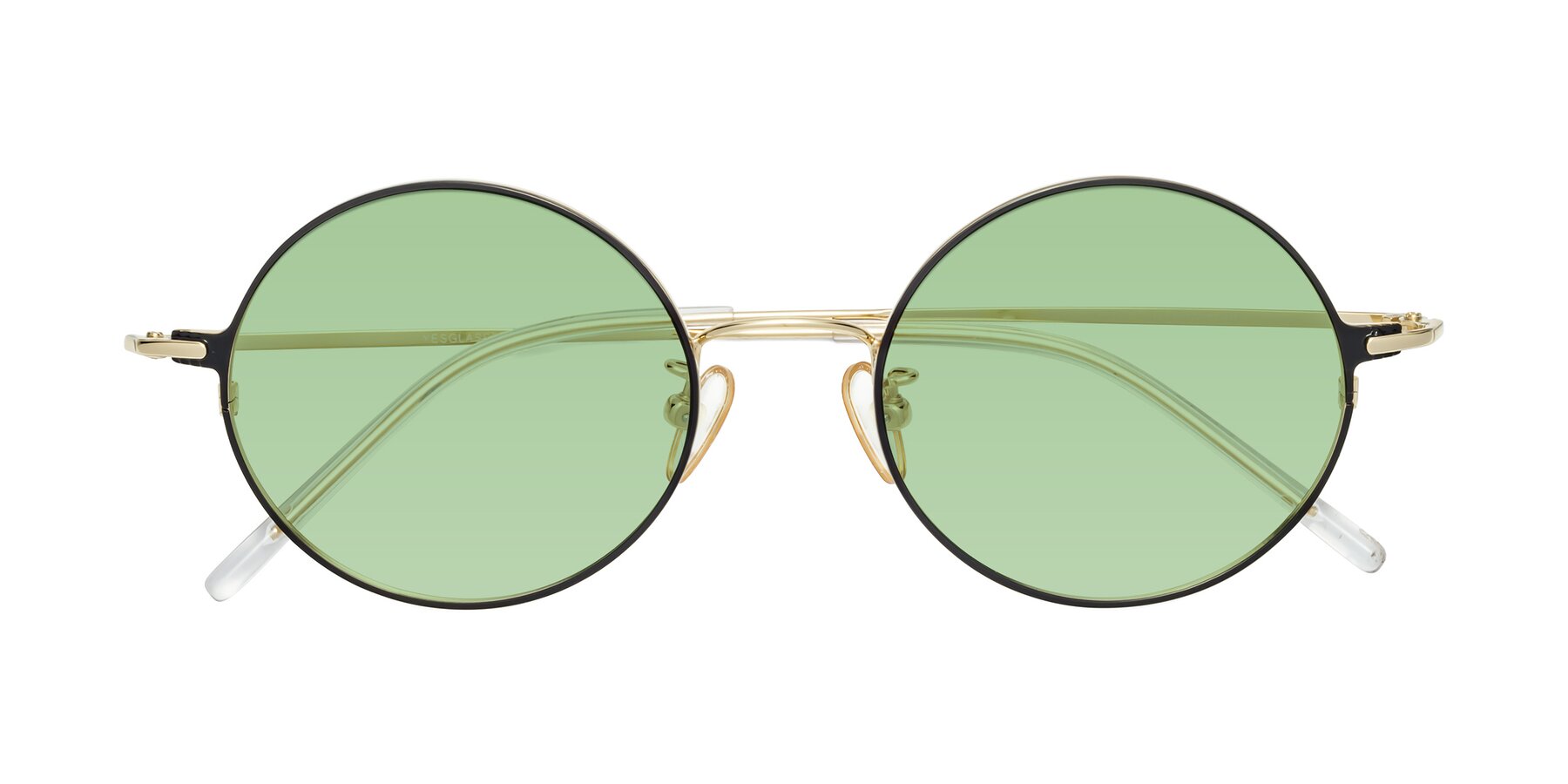 Folded Front of 18009 in Black-Gold with Medium Green Tinted Lenses