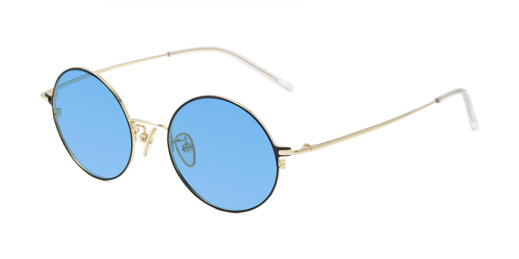 Angle of 18009 in Black-Gold with Medium Blue Tinted Lenses