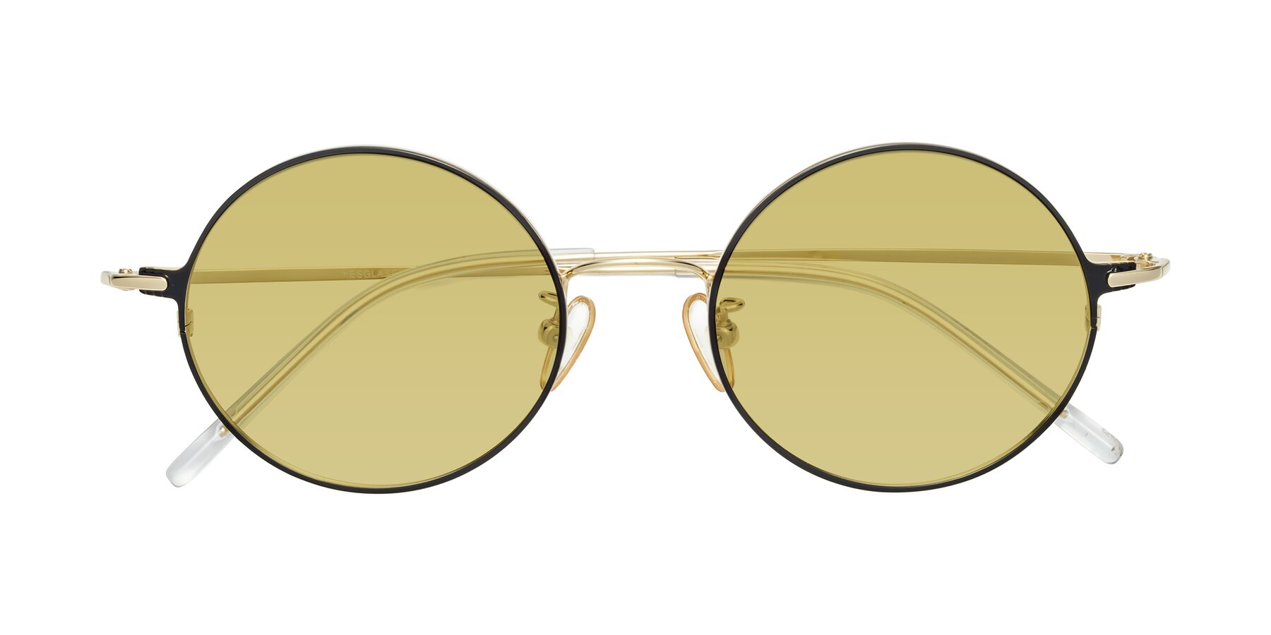 Folded Front of 18009 in Black-Gold with Medium Champagne Tinted Lenses