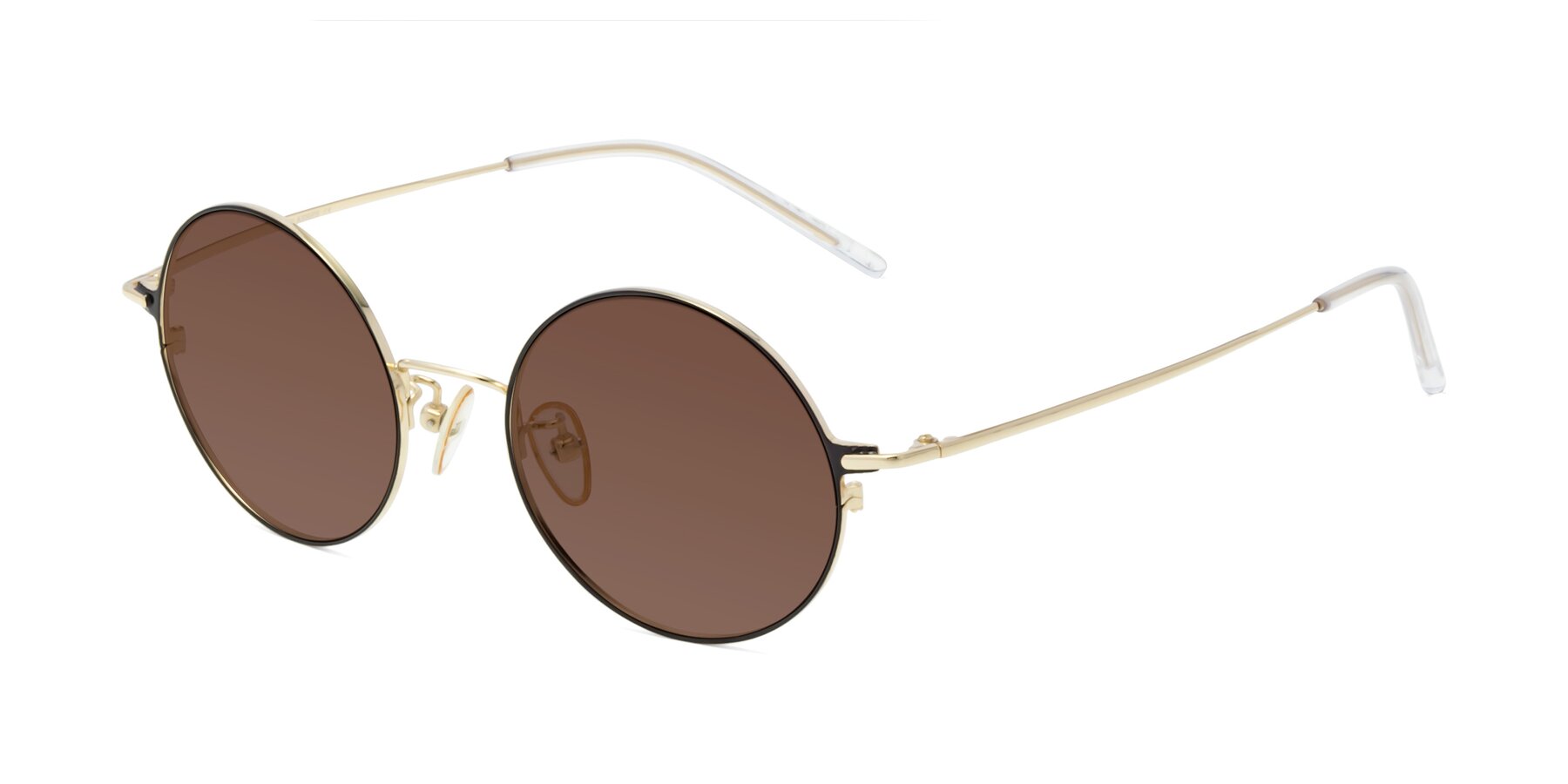Angle of 18009 in Black-Gold with Brown Tinted Lenses