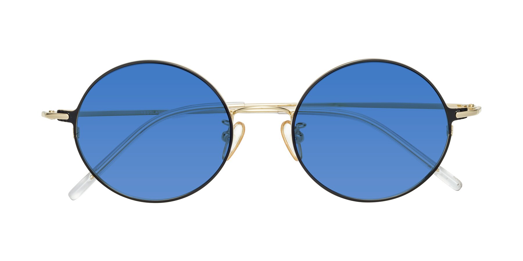 Folded Front of 18009 in Black-Gold with Blue Tinted Lenses