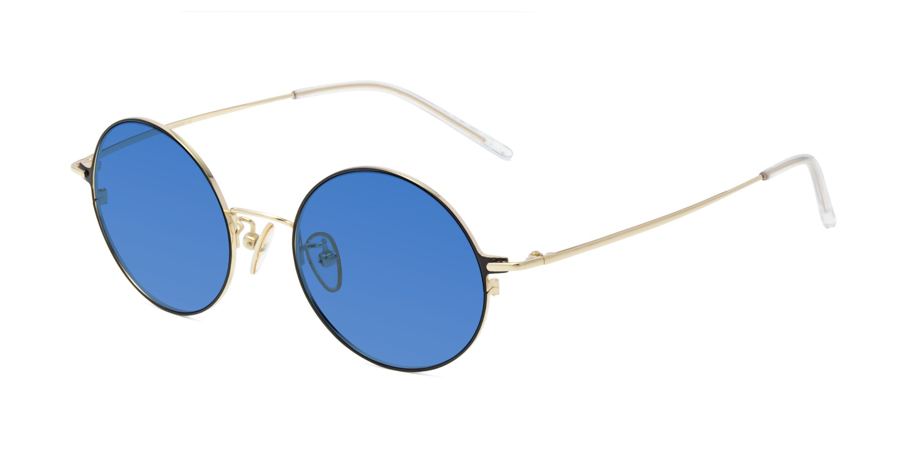 Angle of 18009 in Black-Gold with Blue Tinted Lenses