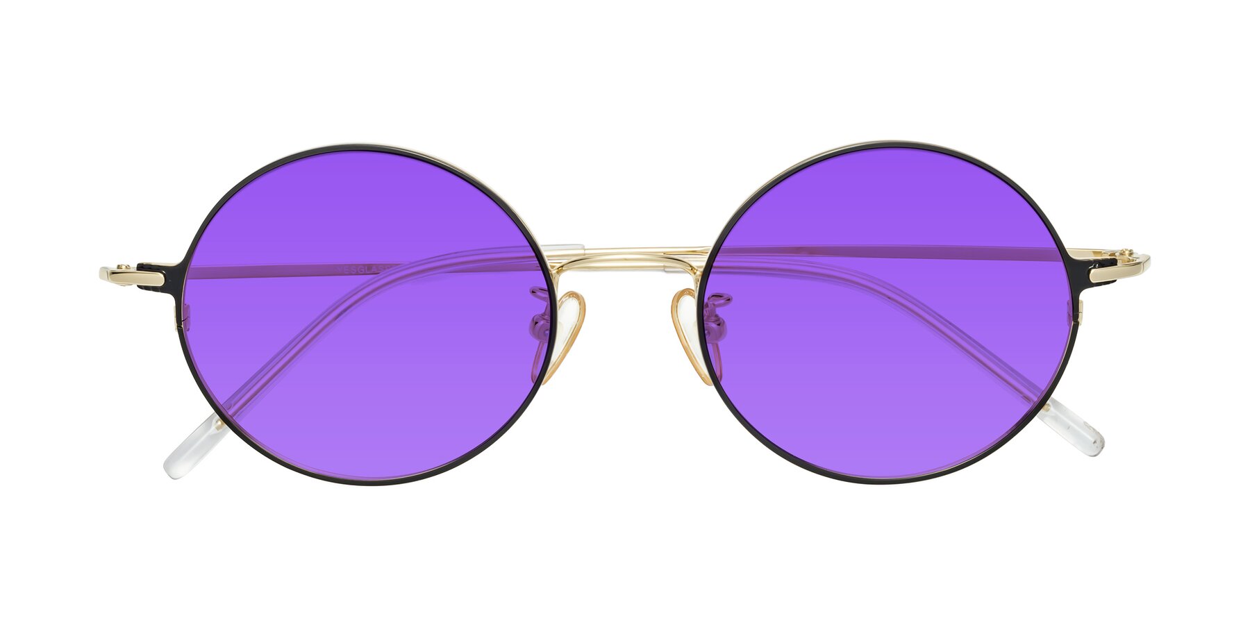 Folded Front of 18009 in Black-Gold with Purple Tinted Lenses