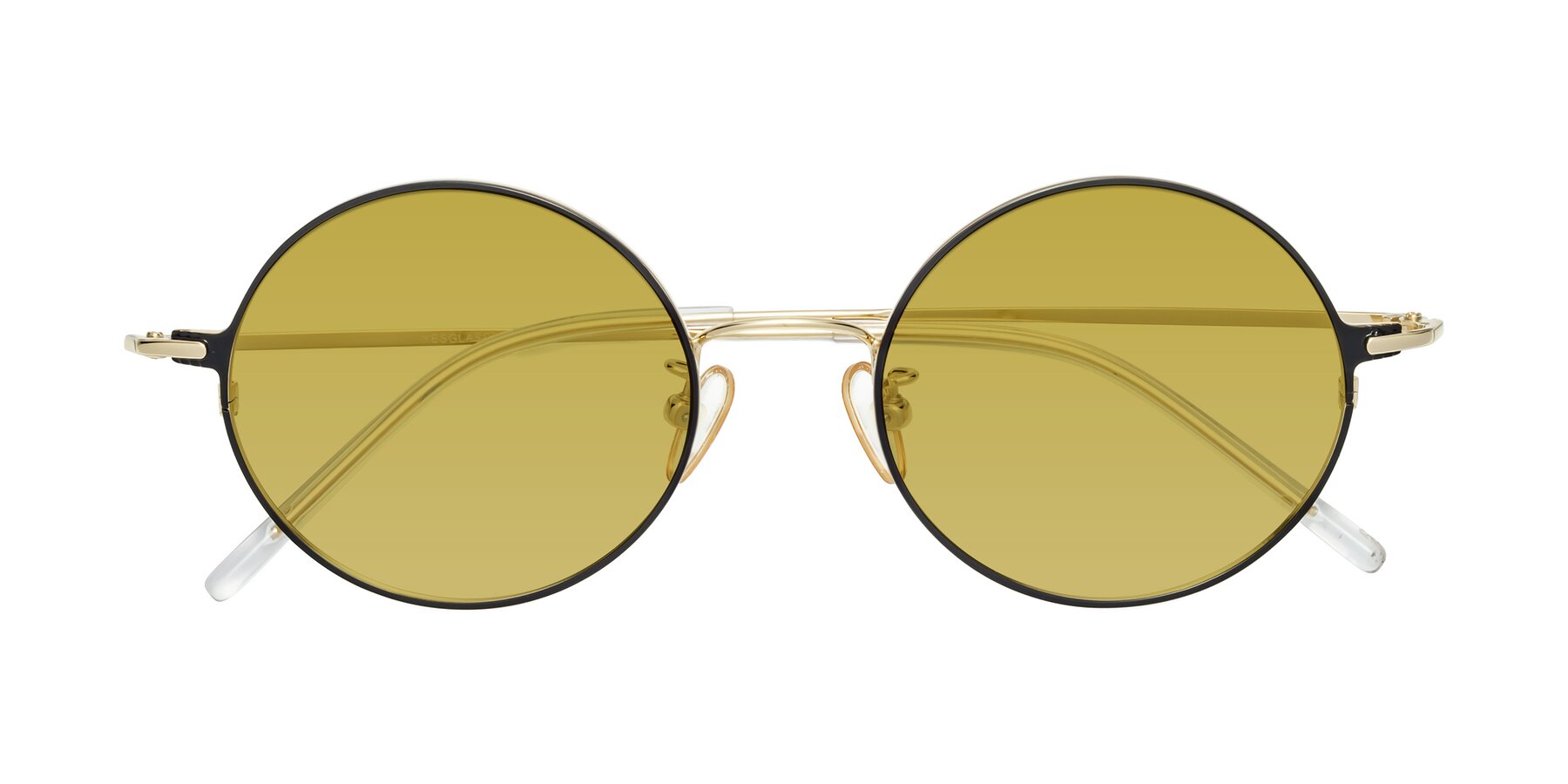 Folded Front of 18009 in Black-Gold with Champagne Tinted Lenses