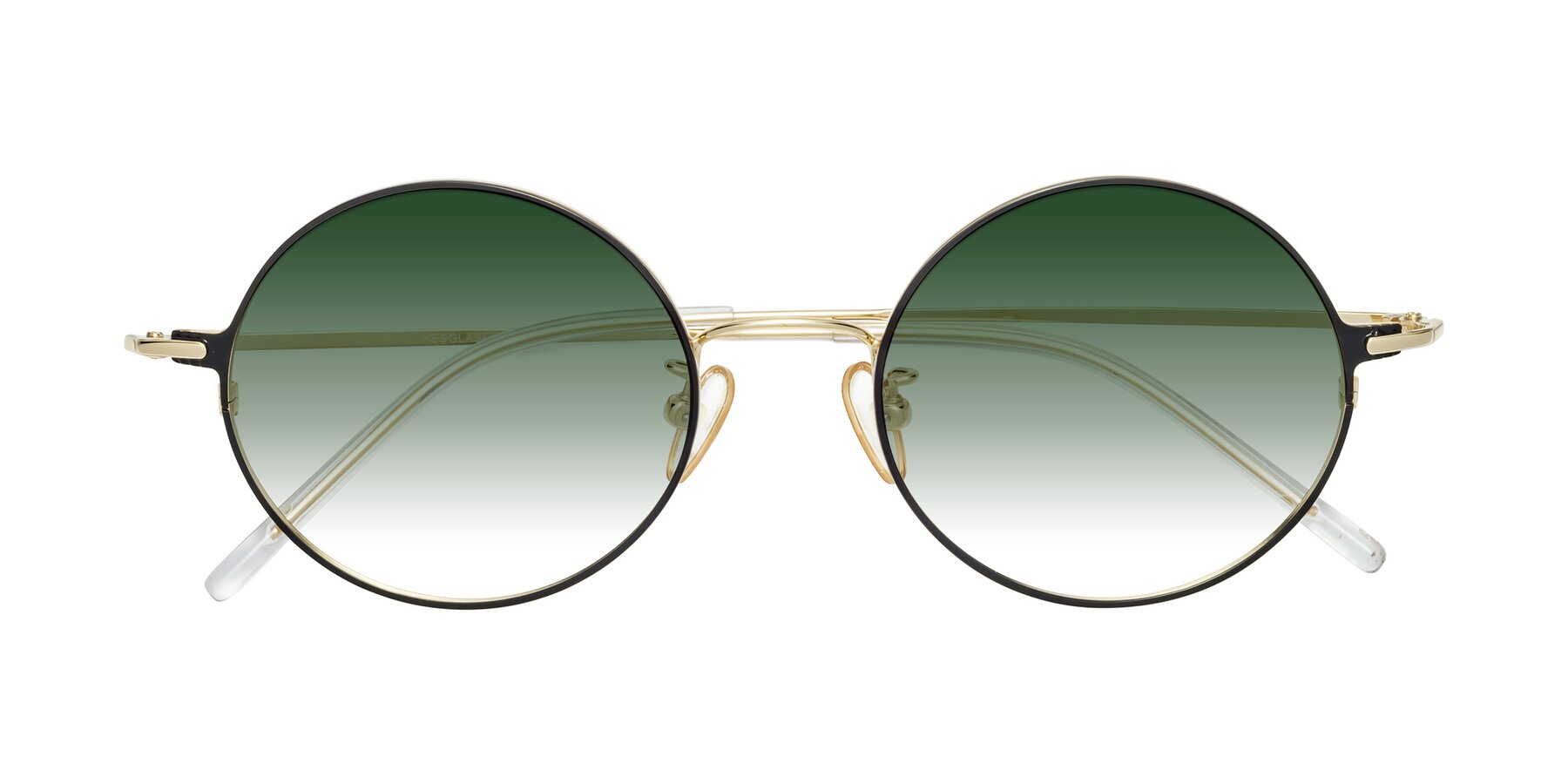 Folded Front of 18009 in Black-Gold with Green Gradient Lenses