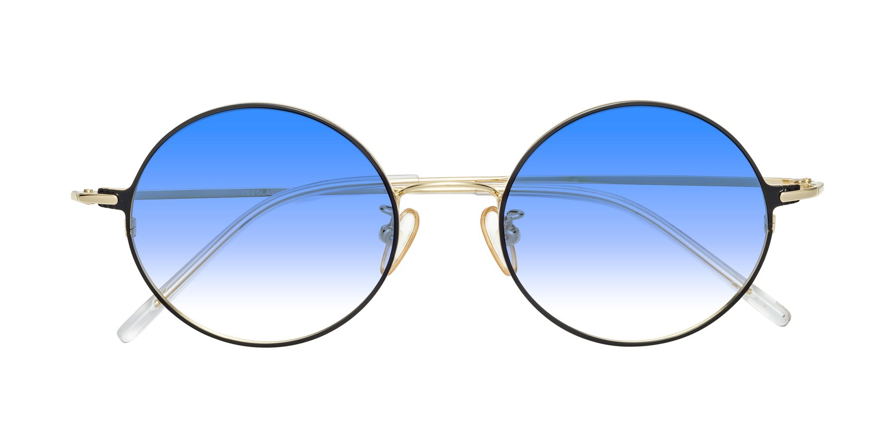 Folded Front of 18009 in Black-Gold with Blue Gradient Lenses