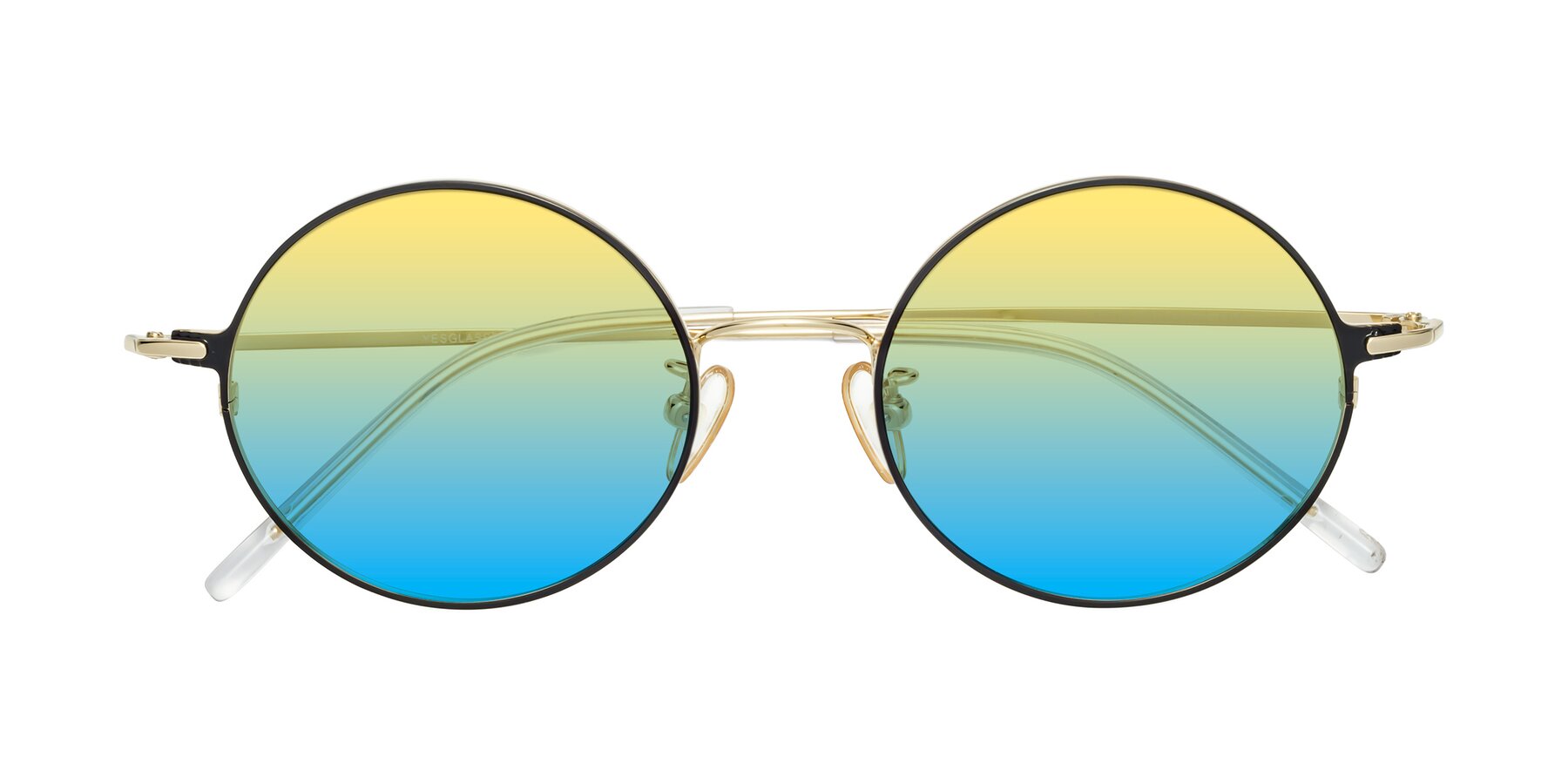 Folded Front of 18009 in Black-Gold with Yellow / Blue Gradient Lenses