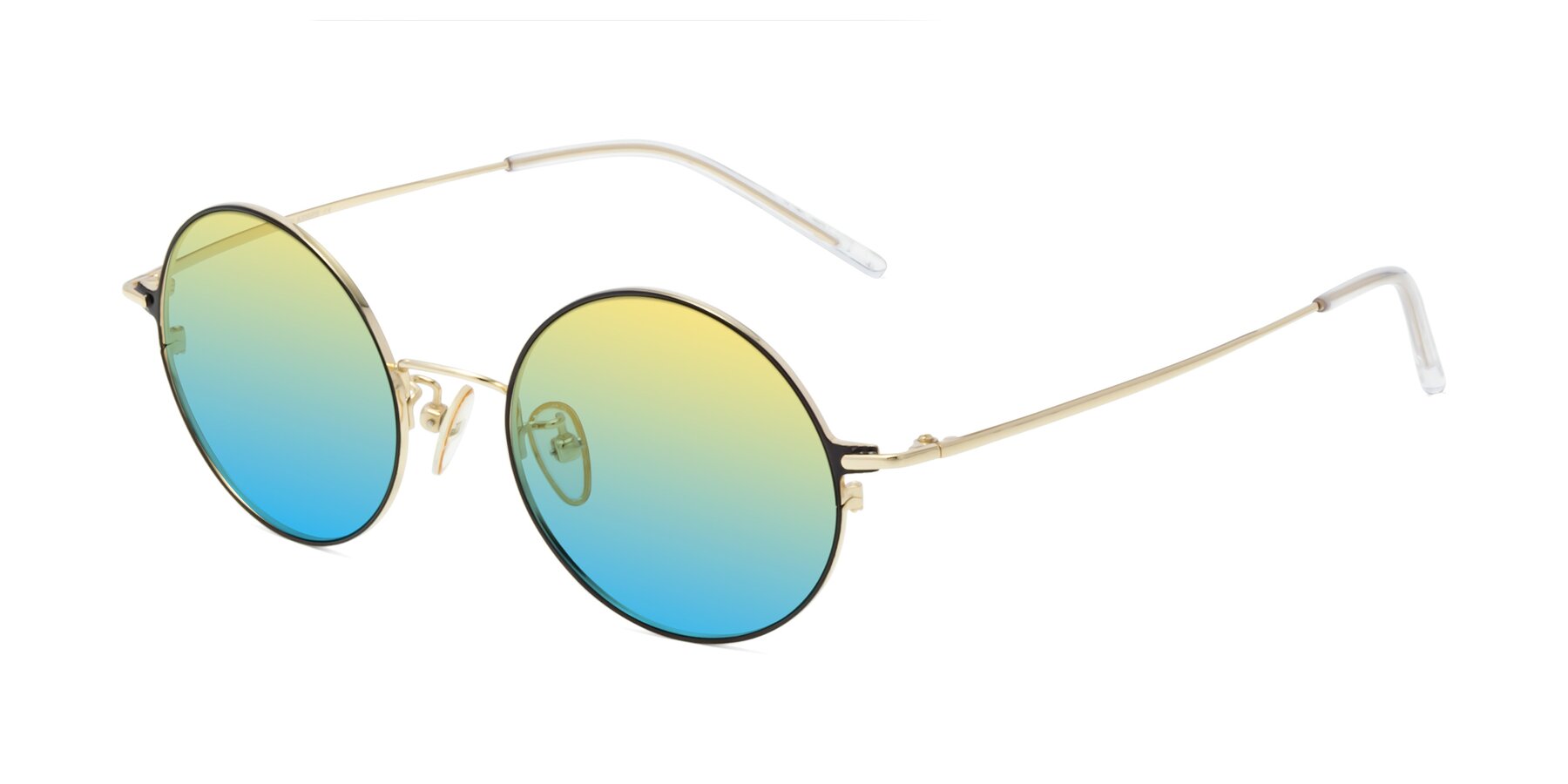 Angle of 18009 in Black-Gold with Yellow / Blue Gradient Lenses
