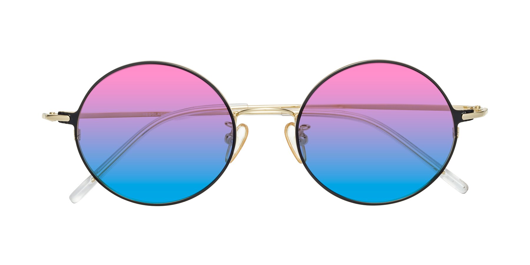 Folded Front of 18009 in Black-Gold with Pink / Blue Gradient Lenses