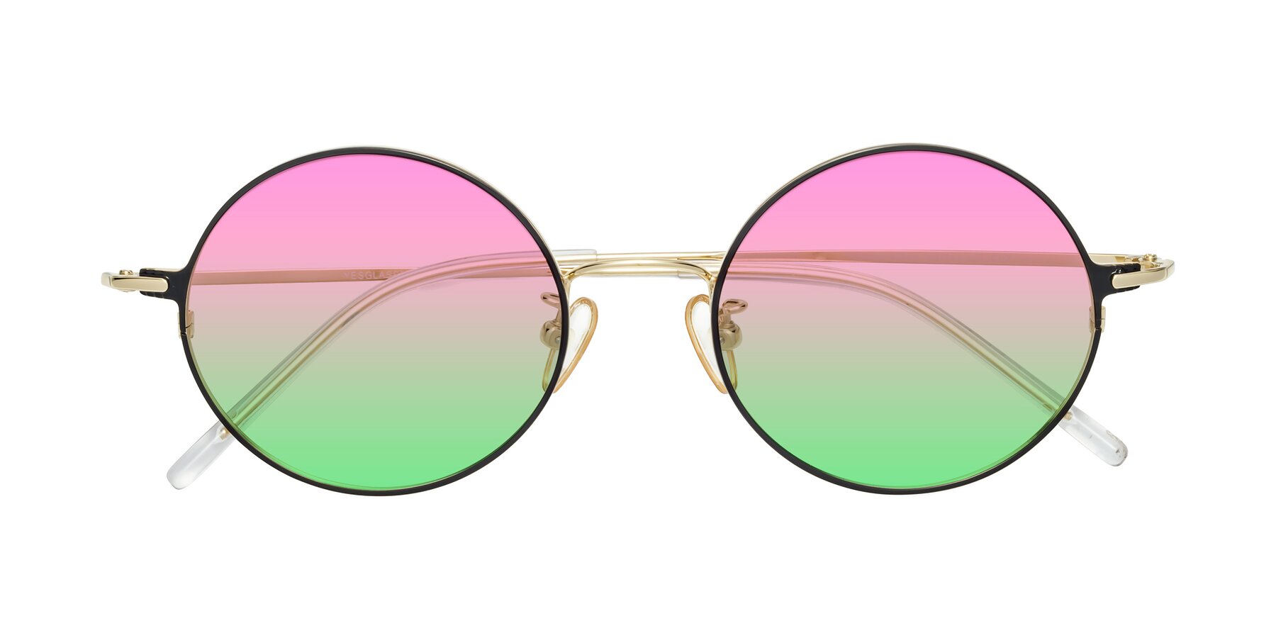 Folded Front of 18009 in Black-Gold with Pink / Green Gradient Lenses