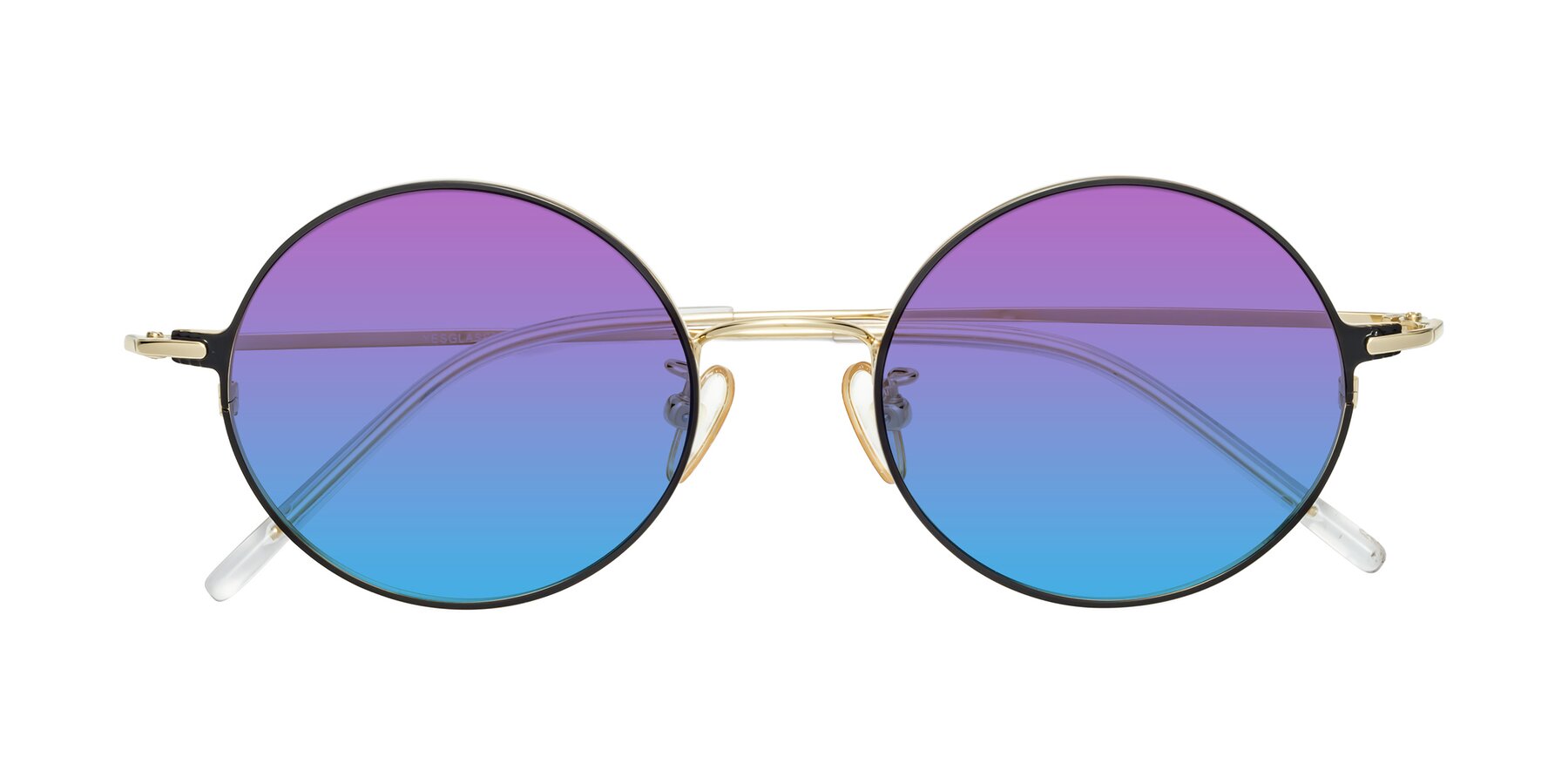 Folded Front of 18009 in Black-Gold with Purple / Blue Gradient Lenses