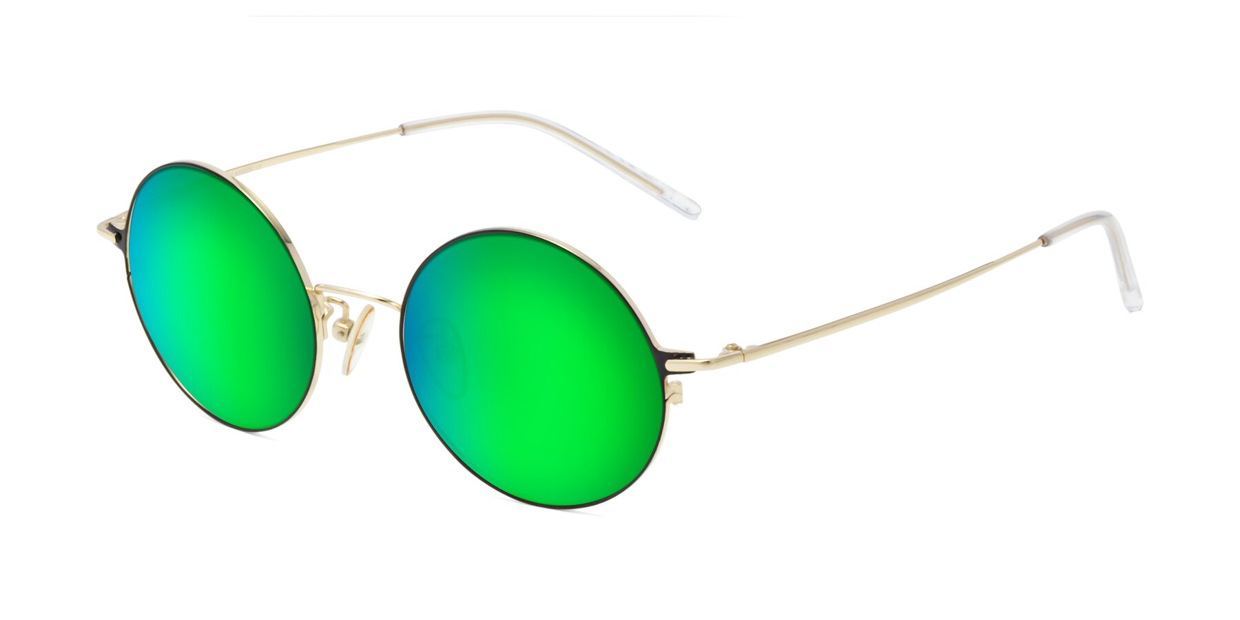 Angle of 18009 in Black-Gold with Green Mirrored Lenses