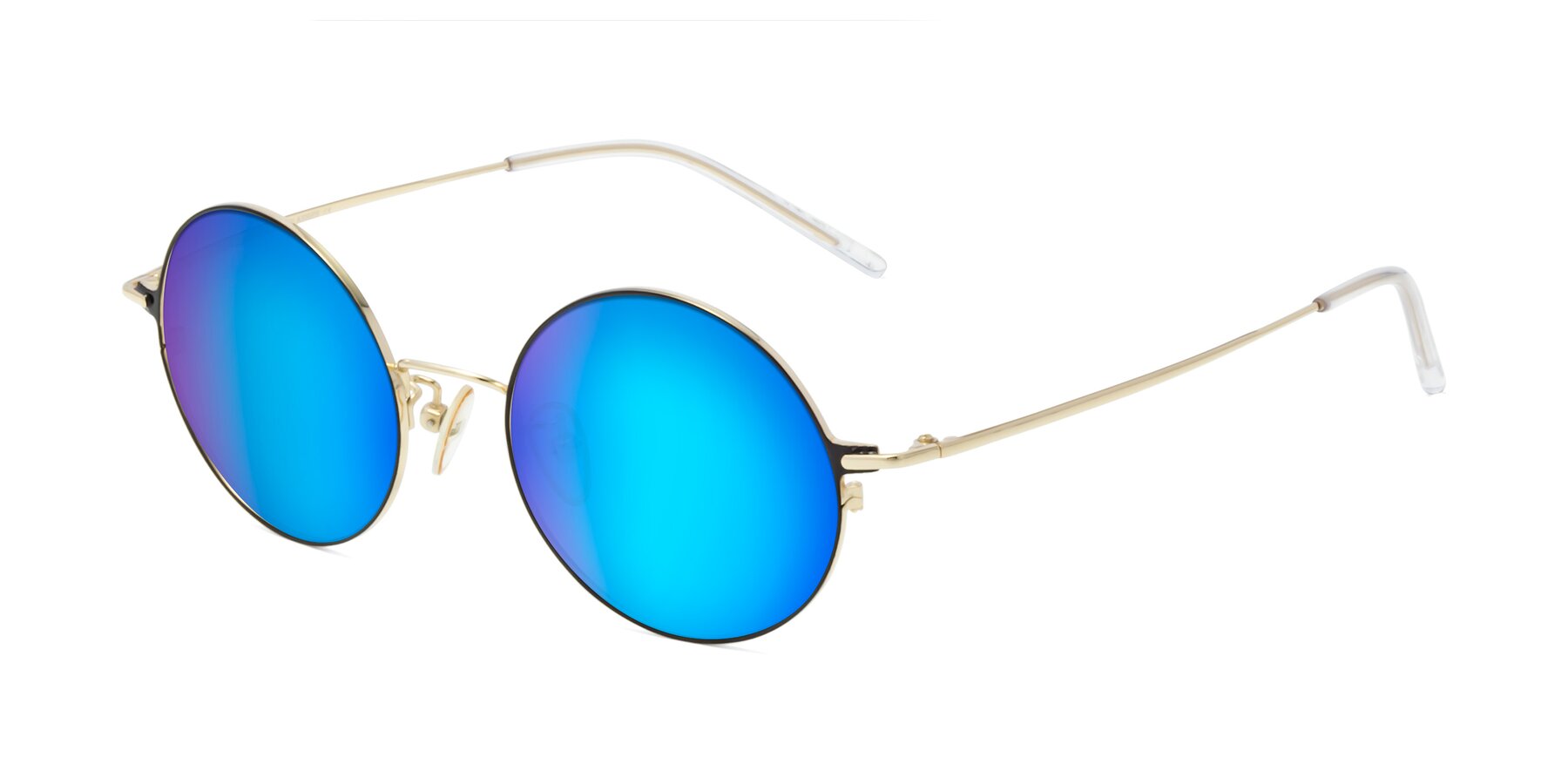 Angle of 18009 in Black-Gold with Blue Mirrored Lenses