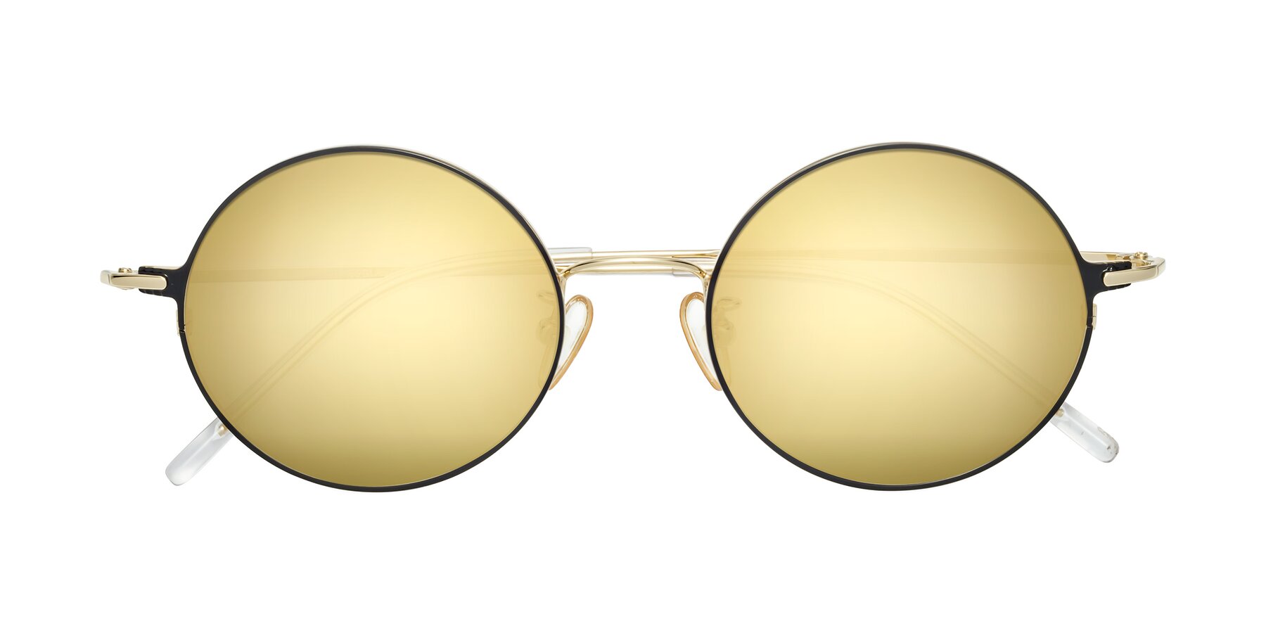 Folded Front of 18009 in Black-Gold with Gold Mirrored Lenses