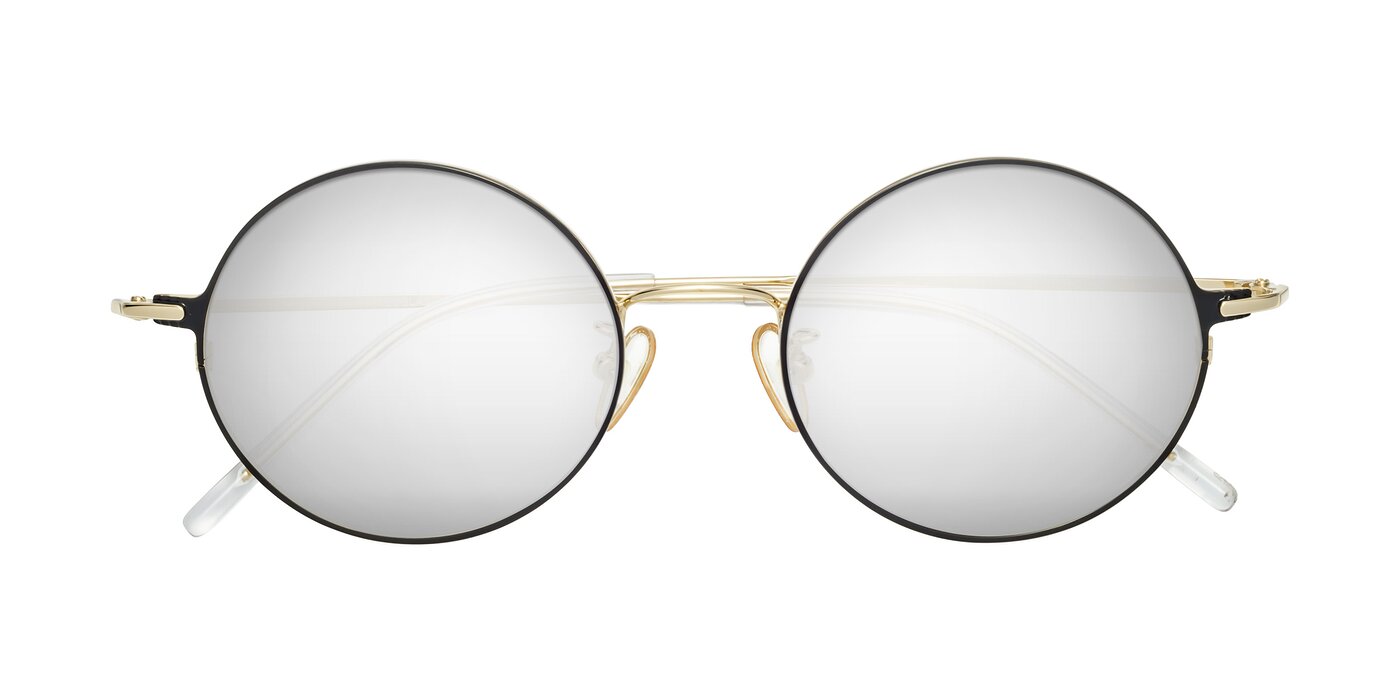 18009 - Black / Gold Flash Mirrored Sunglasses