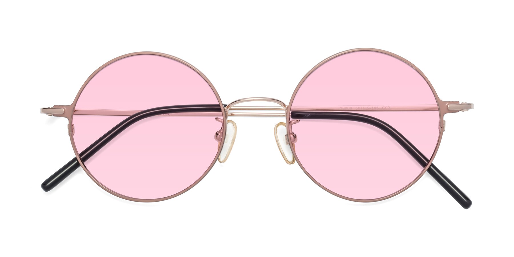 Folded Front of 18009 in Pink-Gold with Light Pink Tinted Lenses