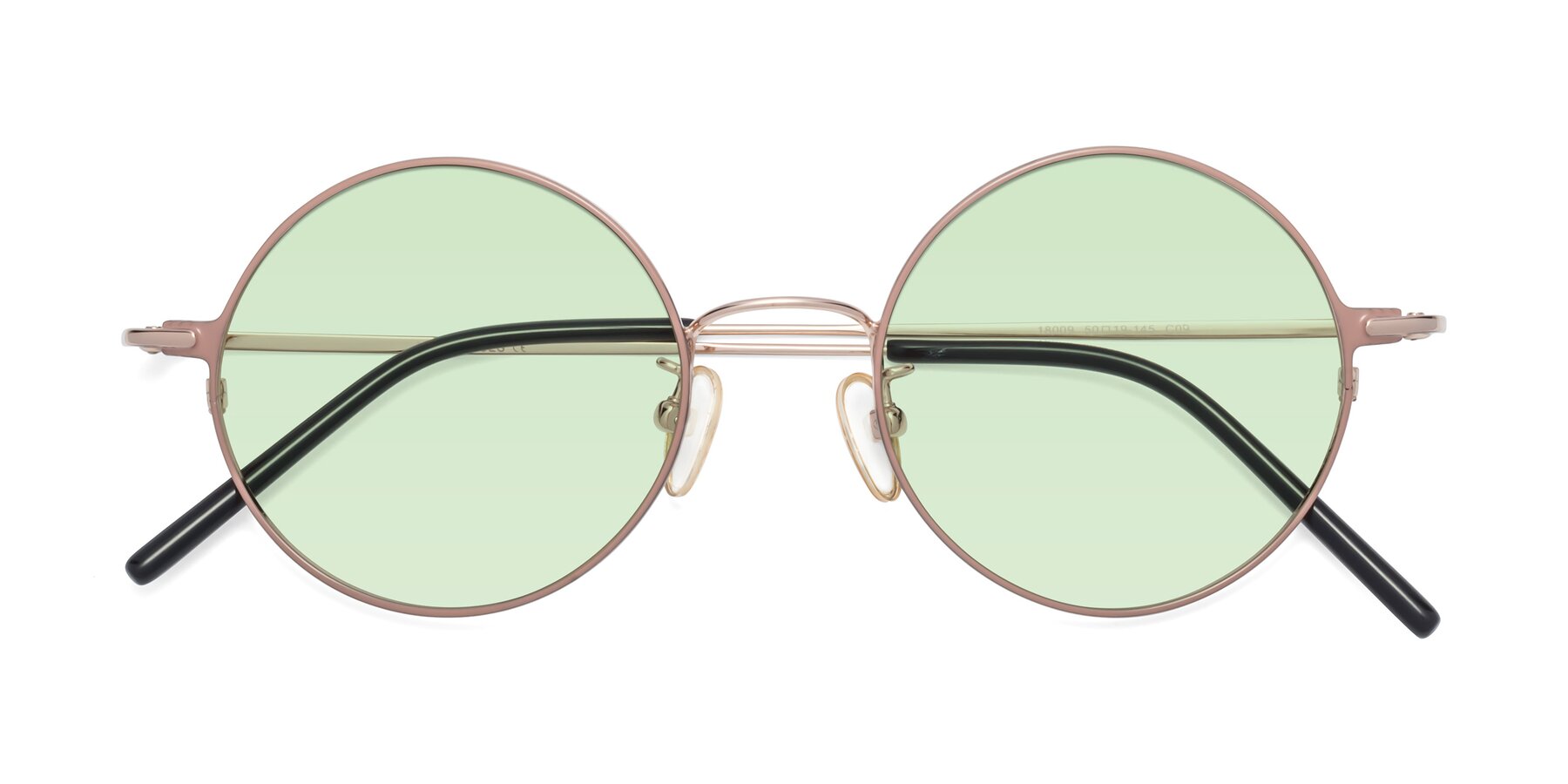 Folded Front of 18009 in Pink-Gold with Light Green Tinted Lenses