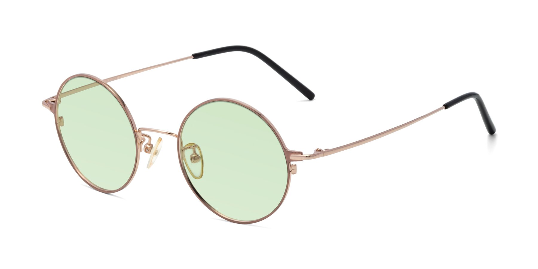 Angle of 18009 in Pink-Gold with Light Green Tinted Lenses