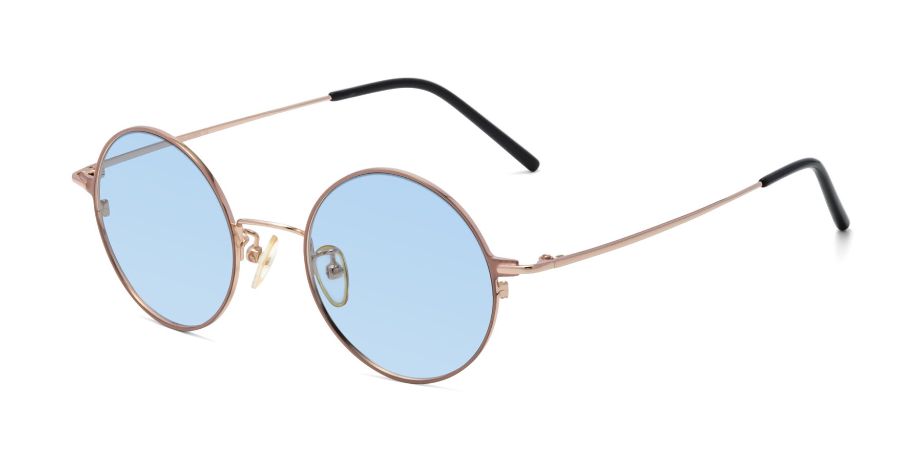 Angle of 18009 in Pink-Gold with Light Blue Tinted Lenses