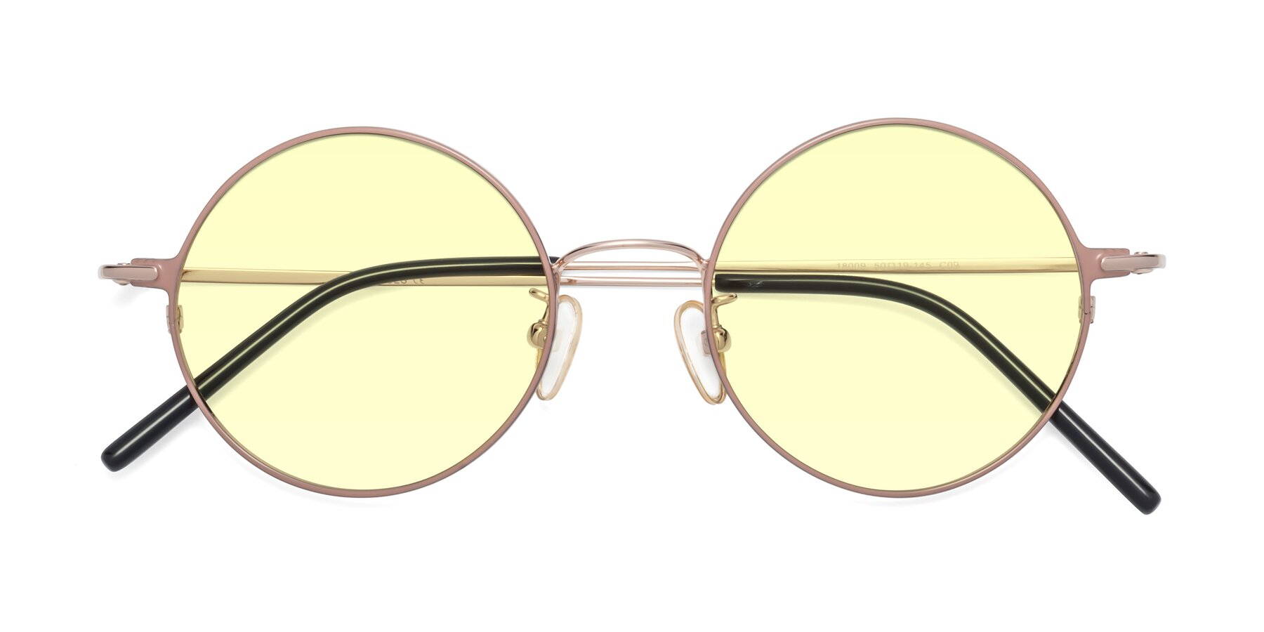Folded Front of 18009 in Pink-Gold with Light Yellow Tinted Lenses