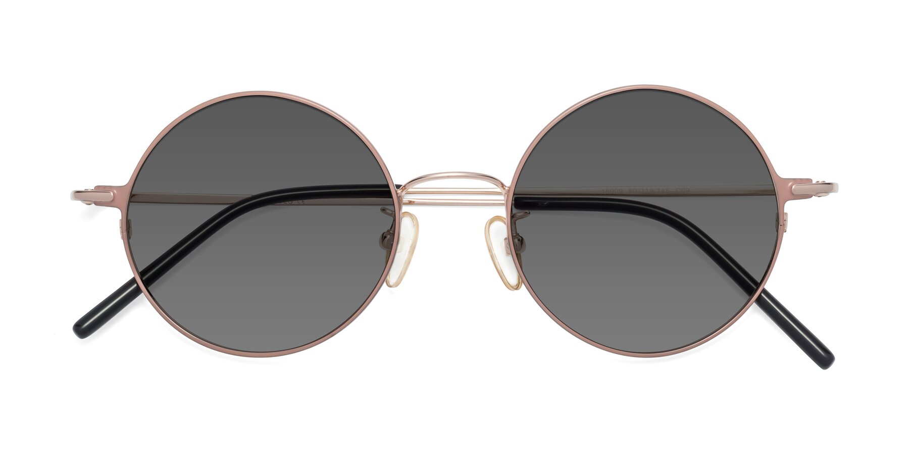 Folded Front of 18009 in Pink-Gold with Medium Gray Tinted Lenses